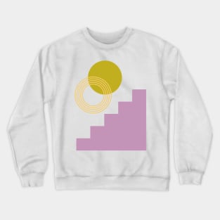 Abstract Shapes Collage in Purple and Yellow Crewneck Sweatshirt